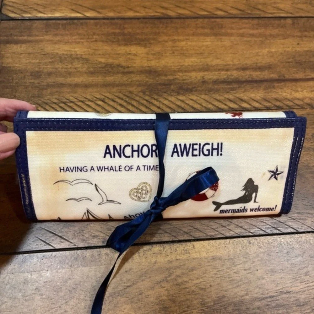 Brighton Jewelry Roll Seaside Chic Mermaids Anchors Aweigh Set Sail Travel 8x9
